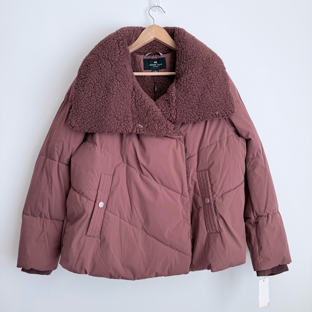 Andrew Marc Women's Valencia Water Resistant Faux Shearling Lined Puffer Jacket